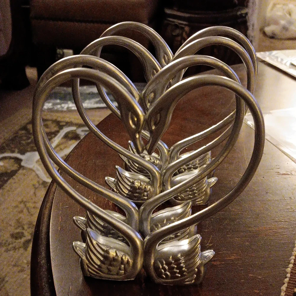 Silver Swan Cake Toppers